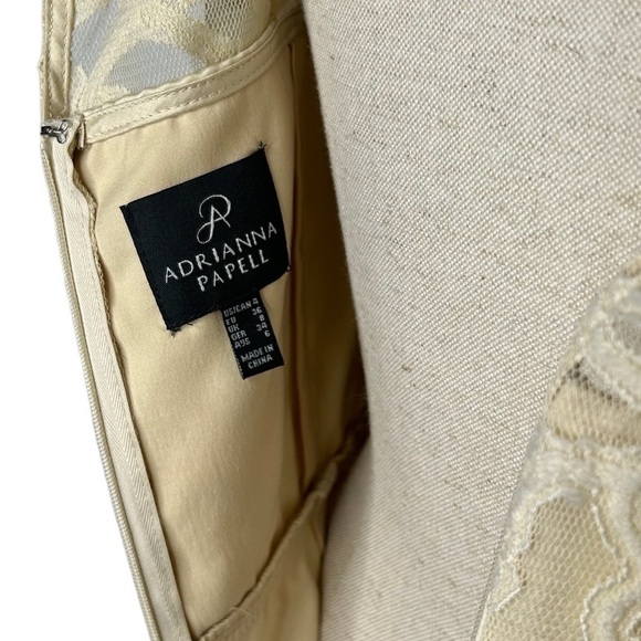 Adrianna Papell Ivory Jacquard Embroidered Lace Overlay Sheath Midi Dress Size 6 - Picture 15 of 16